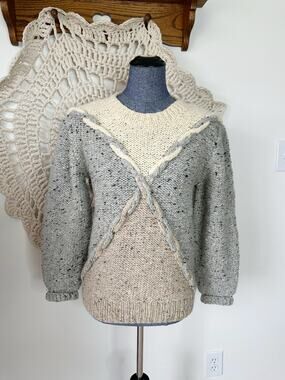 Gaeltarra Vintage Aran Irish Wool Cable Knit Sweater Size Small